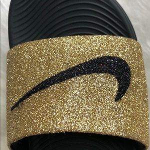 Custom blinged out Nike Kawa Slides